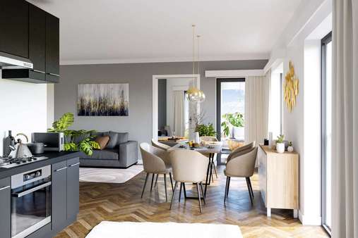 Visualisierung Wohnen / Küche - Dachgeschosswohnung in 01219 Dresden mit 86m² kaufen