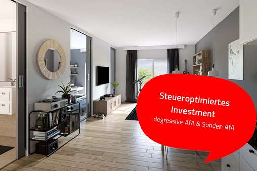 Visualisierung Wohnen / Küche - Etagenwohnung in 01219 Dresden mit 37m² kaufen
