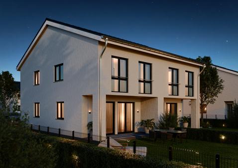 Visualisierung_bei Nacht - Doppelhaushälfte in 14547 Beelitz mit 119m² kaufen