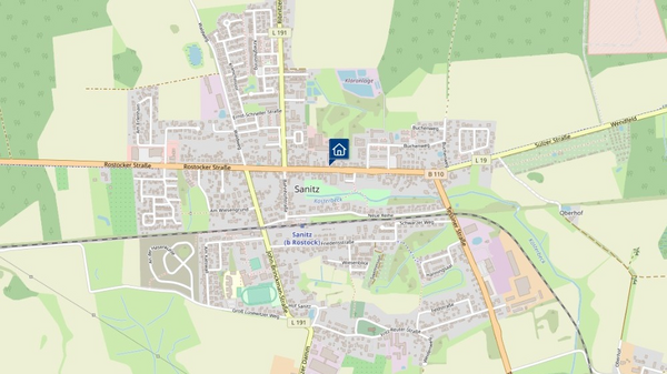 Bild aus Kartenansicht - Grundstück in 18190 Sanitz mit 462m² kaufen