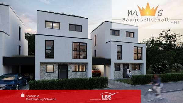 Straßenansicht am Abend - Wohnanlage in 19061 Schwerin mit 113m² als Kapitalanlage kaufen
