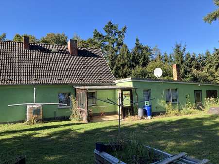 Rückseite mit Anbau und Terrasse - Einfamilienhaus in 17109 Demmin mit 140m² kaufen