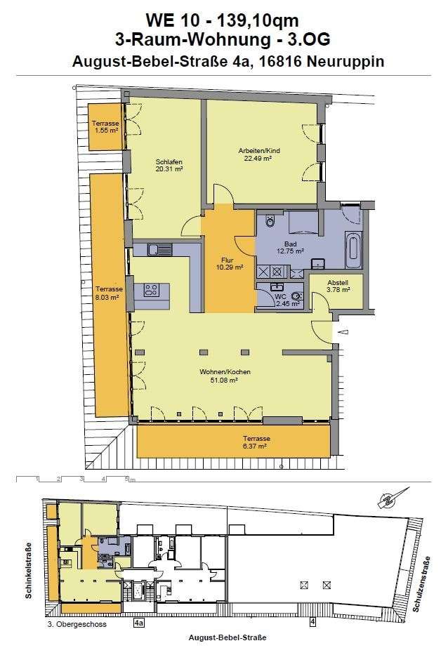Grundriss Whg 10 - Dachgeschosswohnung in 16816 Neuruppin mit 139m² mieten