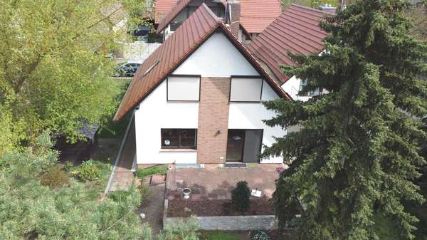 Rückansicht Vogelperspektive - Doppelhaushälfte in 03172 Schenkendöbern mit 115m² kaufen