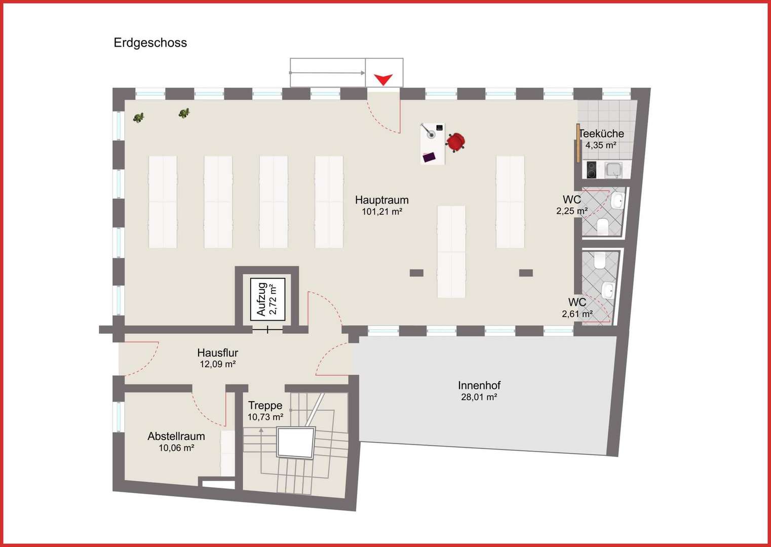 aktueller_Grundriss_Gewerbeeinheit_im_EG - Büro in 03238 Finsterwalde mit 113m² mieten