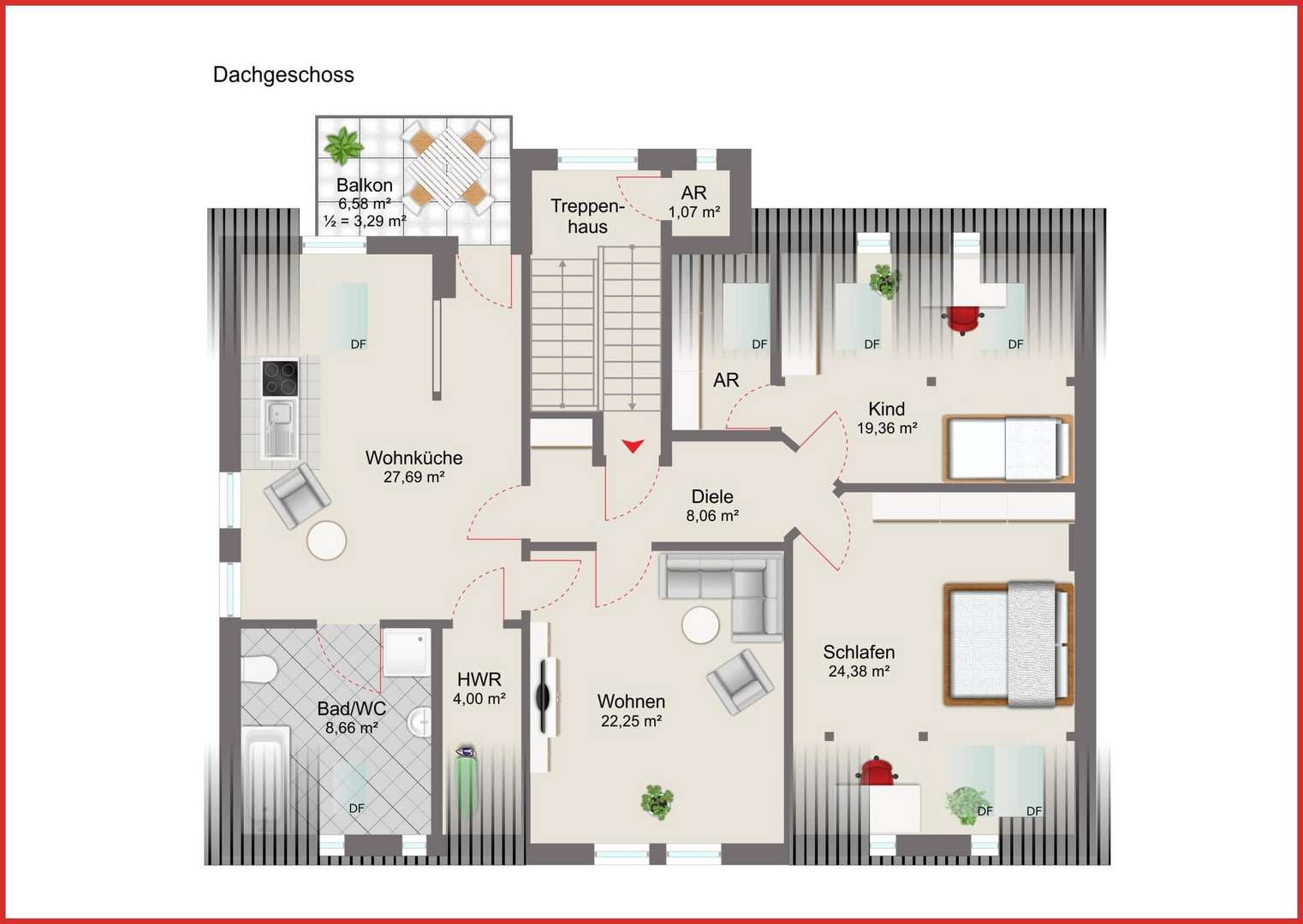 Grundriss Grundriss - Dachgeschosswohnung in 03238 Finsterwalde mit 115m² mieten