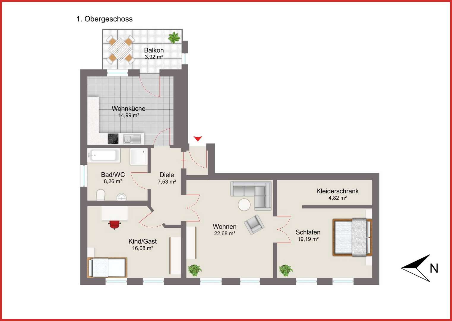 Wohnungsgrundriss_1_Obergeschoss - Etagenwohnung in 03238 Finsterwalde mit 97m² mieten