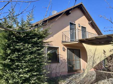 Rückseite mit Terrasse - Einfamilienhaus in 03222 Lübbenau mit 140m² kaufen