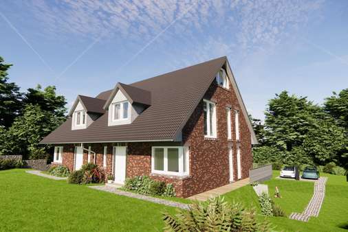 Rückseite - Doppelhaushälfte in 21244 Buchholz mit 160m² günstig kaufen