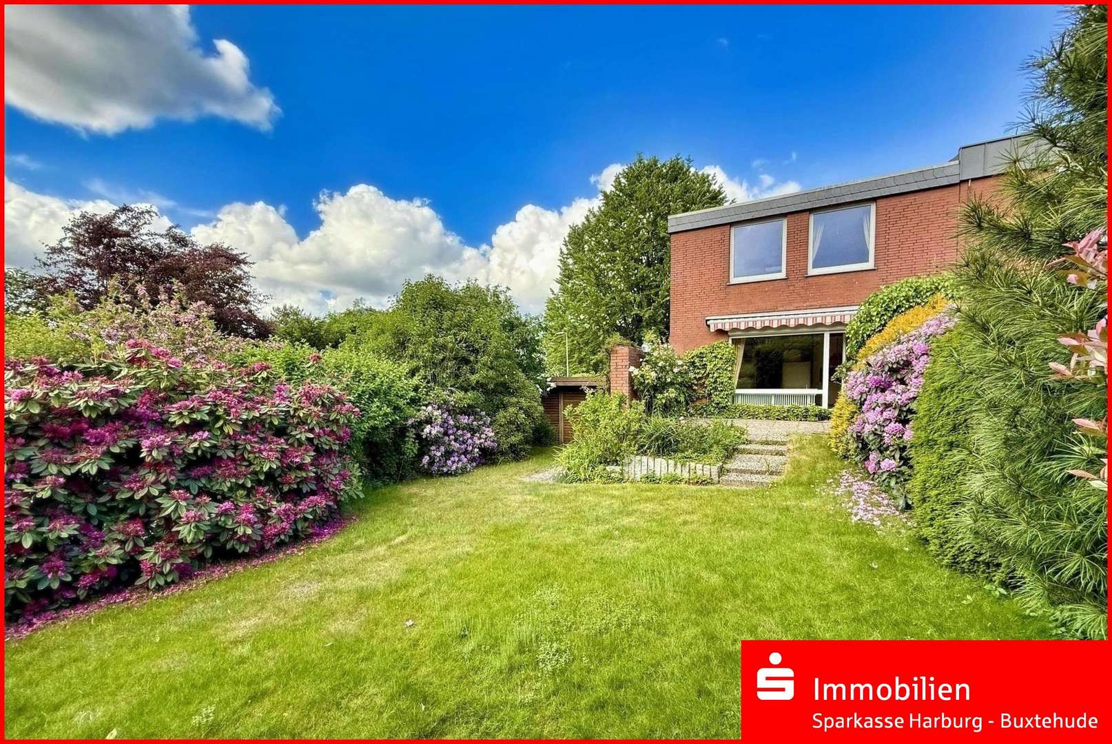 Hausrückansicht mit Terrasse - Reihenendhaus in 21614 Buxtehude mit 95m² kaufen