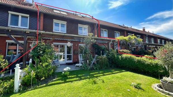 Blick aus dem Garten - Reihenmittelhaus in 21035 Hamburg mit 114m² mieten