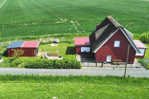 Blick vom Deich auf das Haus - Einfamilienhaus in 25774 Groven mit 114m² kaufen