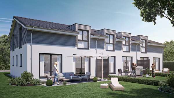 Terrassenansicht - Reihenmittelhaus in 24960 Munkbrarup mit 136m² günstig kaufen