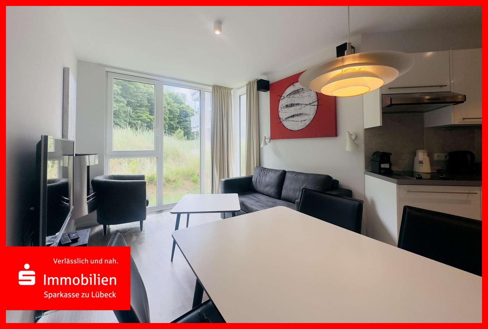 Wohnbereich mit Schlafcouch Wohnbereich mit Schlafcouch - Ferienwohnung in 23570 Lübeck mit 36m² kaufen