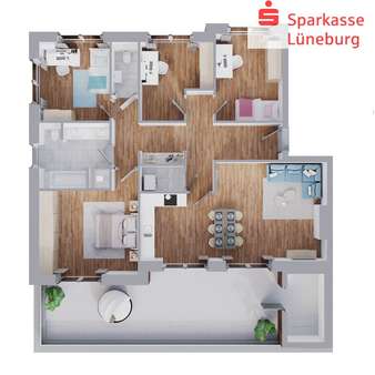 Grundriss - Penthouse-Wohnung in 21337 Lüneburg mit 137m² kaufen