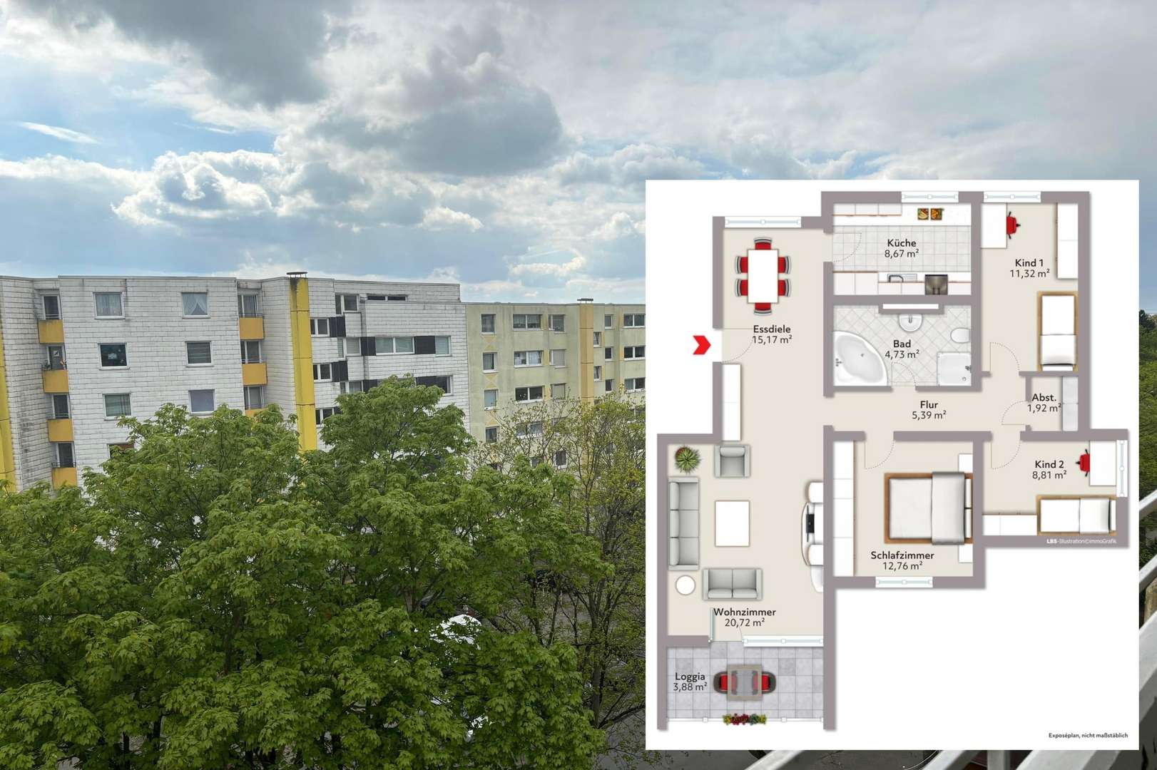 Ansicht - Etagenwohnung in 38444 Wolfsburg mit 94m² kaufen