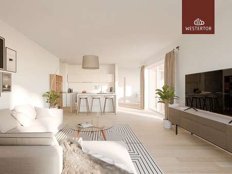 Visualisierung Wohn- und Essbereich - Etagenwohnung in 31515 Wunstorf mit 44m² kaufen