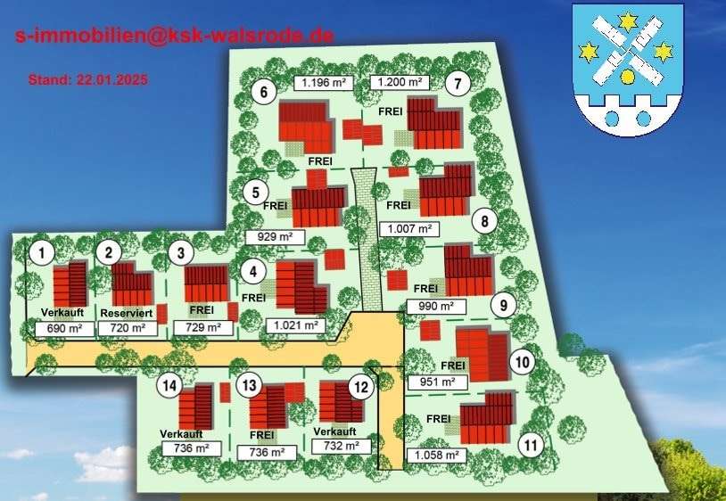 Größenplan Reserviert Suderbruch - Grundstück in 29690 Gilten mit 736m² kaufen