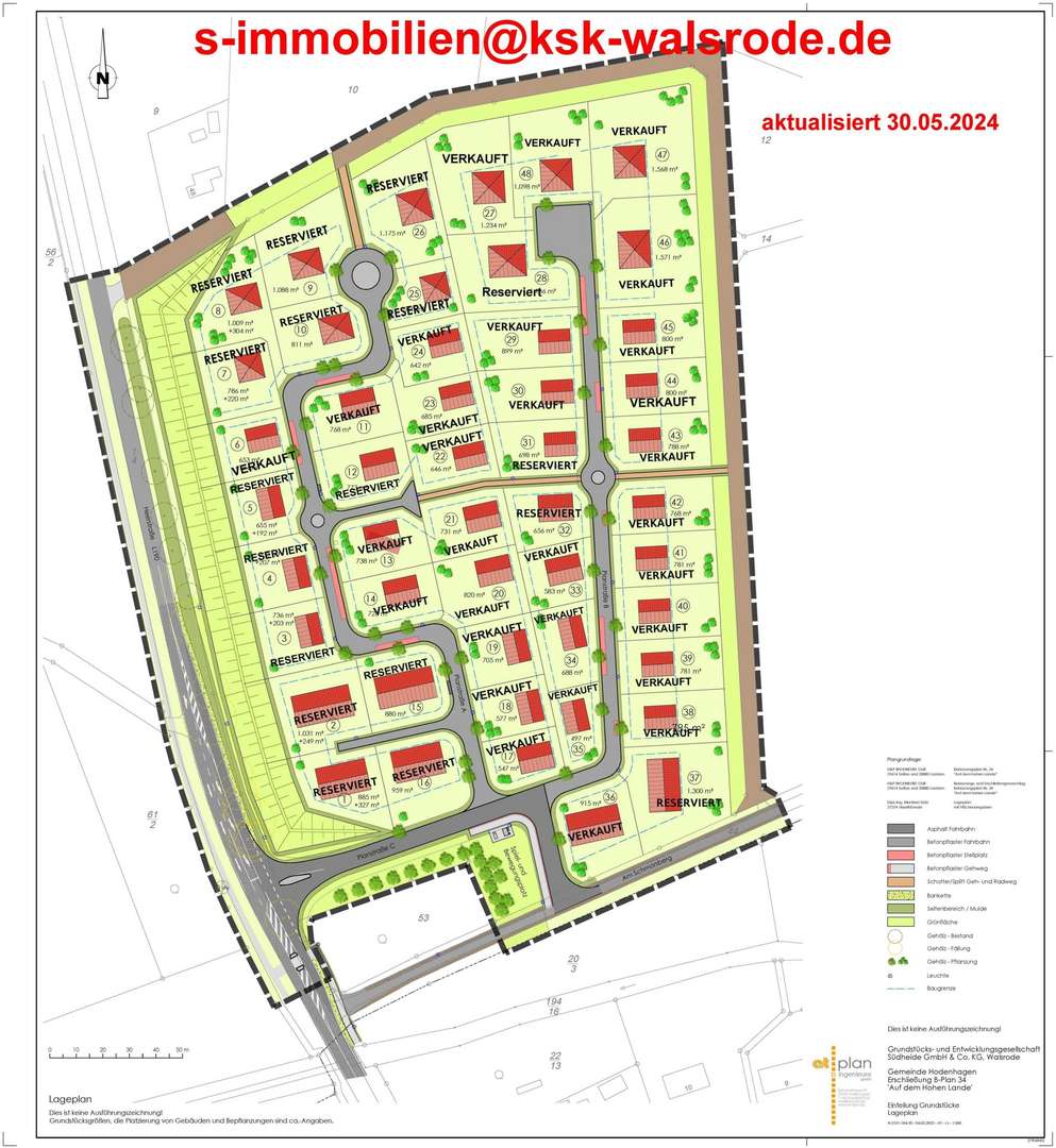 Größenplan Hodenhagen - Grundstück in 29693 Hodenhagen mit 781m² kaufen