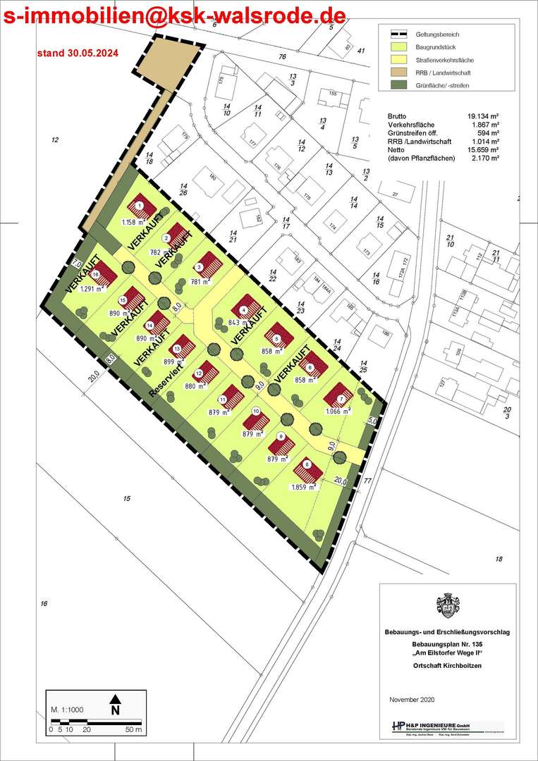 Größenplan Kirchboitzen - Grundstück in 29664 Walsrode mit 781m² kaufen