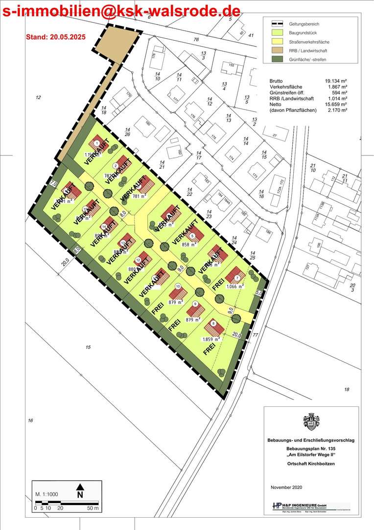 Größenplan Reserviert Kirchboitzen - Grundstück in 29664 Walsrode mit 879m² kaufen