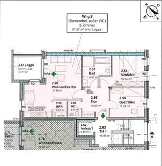 Grundriss Wohnung 8 - Etagenwohnung in 31582 Nienburg mit 87m² kaufen