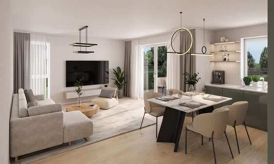 Visualisierung Wohn- & Esszimmer - Etagenwohnung in 31199 Diekholzen mit 82m² kaufen