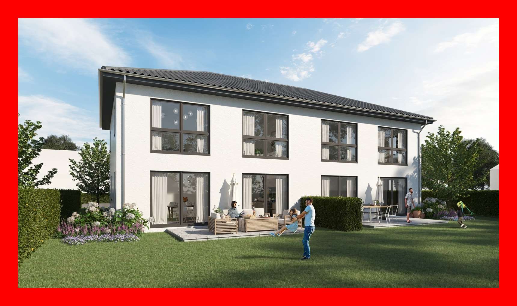 Perspektive Gartenseite - Doppelhaushälfte in 31180 Giesen mit 131m² kaufen