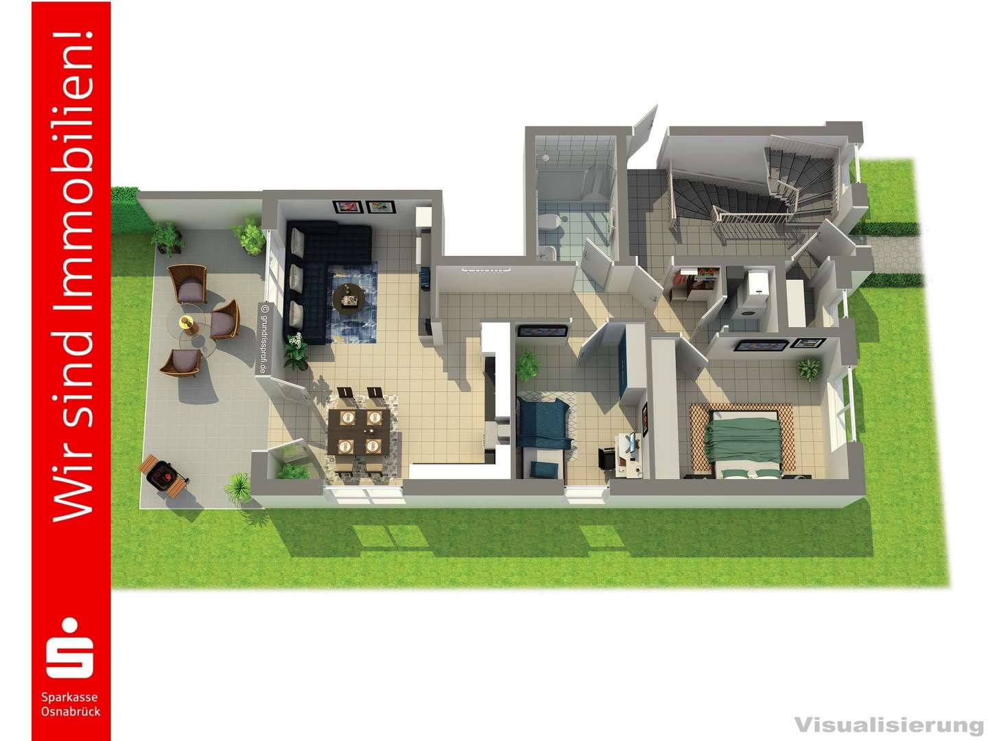 3D-Grundriss, Whg2 - Erdgeschosswohnung in 49082 Osnabrück mit 82m² kaufen