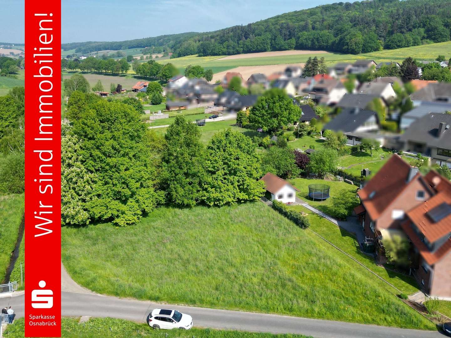 Frontansicht Grundstück mit Baumbestand - Grundstück in 32361 Preußisch Oldendorf mit 1421m² kaufen