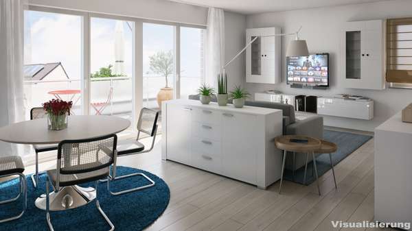 Beispieleinrichtung Wohnzimmer - Erdgeschosswohnung in 49086 Osnabrück mit 70m² kaufen