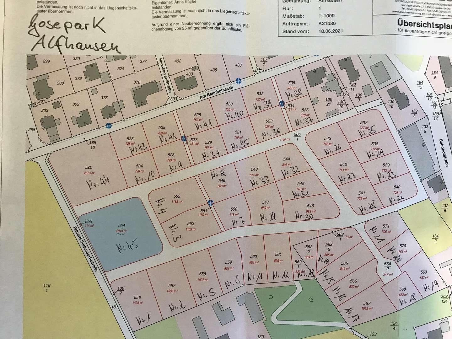 Aufteilungsplan - Grundstück in 49594 Alfhausen mit 728m² kaufen