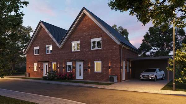 Außenansicht Straße - Doppelhaushälfte in 26603 Aurich mit 135m² günstig kaufen