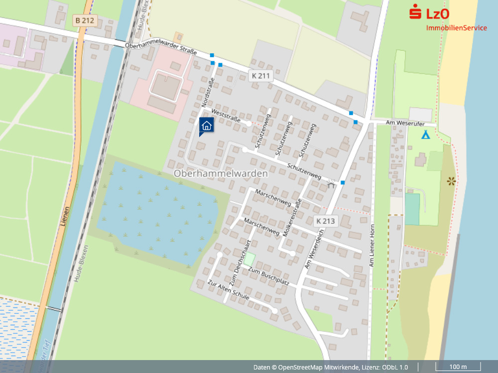 Bild aus Kartenansicht - Grundstück in 26931 Elsfleth mit 964m² kaufen