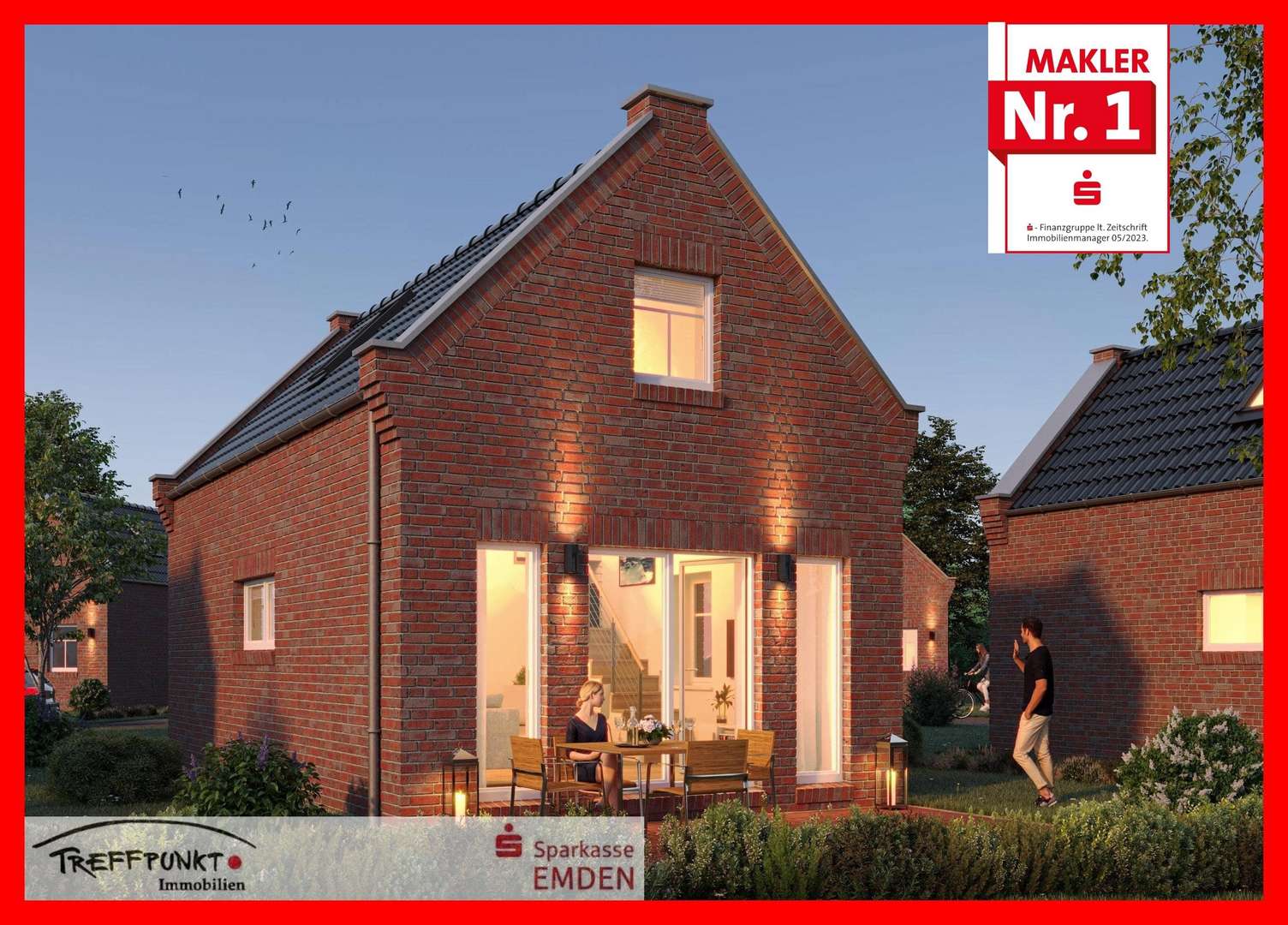 Rückansicht mit Terrasse - Einfamilienhaus in 26721 Emden mit 55m² kaufen
