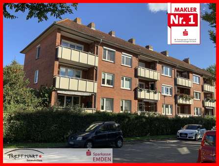 Rückansicht mit Balkon Rückansicht mit Balkon - Erdgeschosswohnung in 26721 Emden mit 80m² kaufen