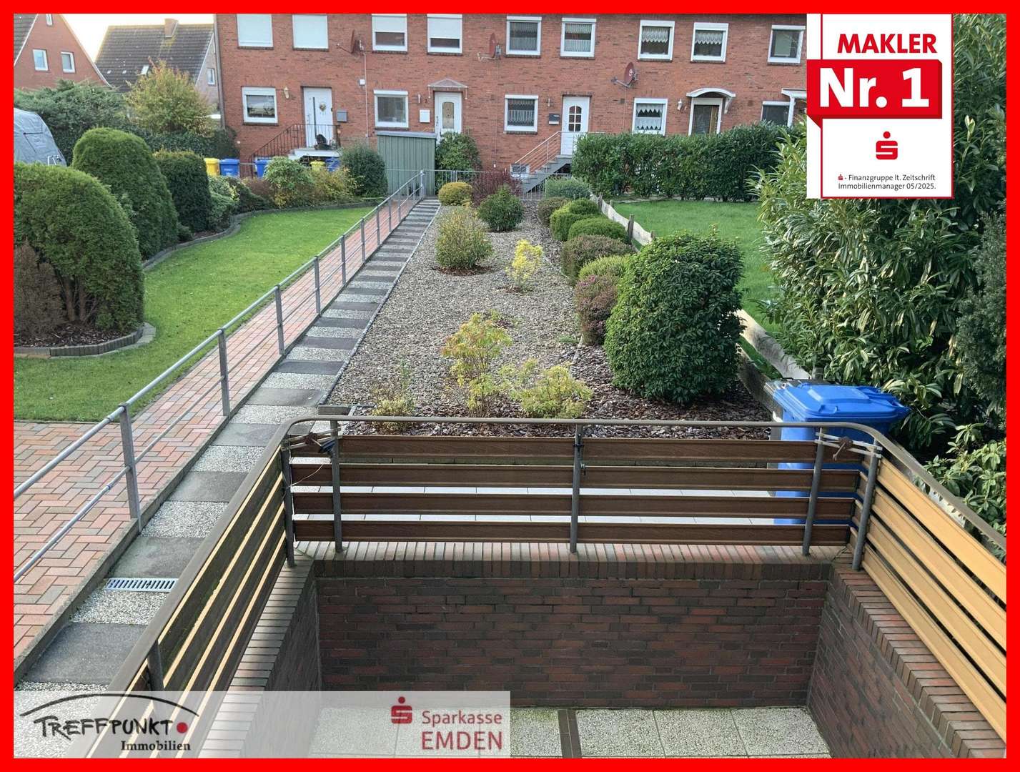 Blick in den pflegeleichten Garten Blick in den pflegeleichten Garten - Reihenmittelhaus in 26725 Emden mit 80m² kaufen