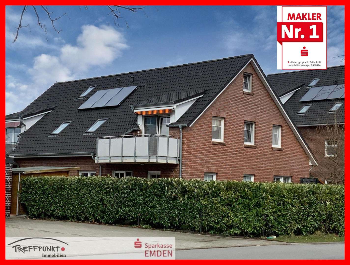 Seitliche Ansicht mit Balkon - Etagenwohnung in 26723 Emden mit 88m² kaufen