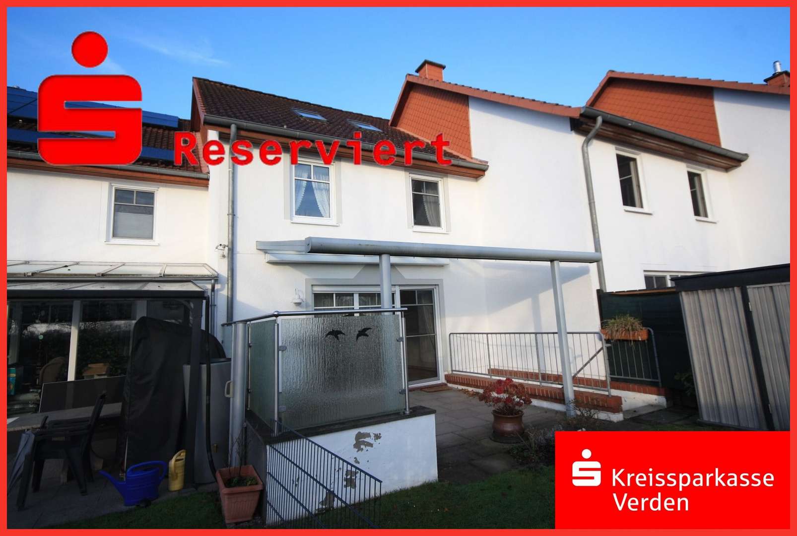 Terrassenansicht mit Kellerzugang Terrassenansicht mit Kellerzugang - Reihenmittelhaus in 27283 Verden mit 135m² kaufen