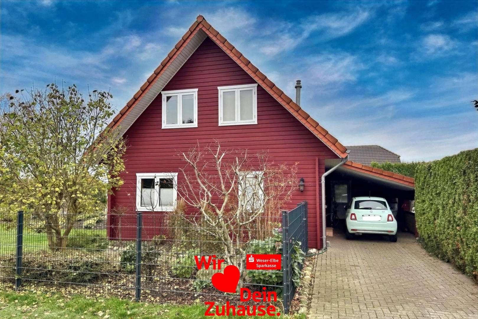 Giebelansicht + Carport - Einfamilienhaus in 27607 Geestland mit 138m² kaufen
