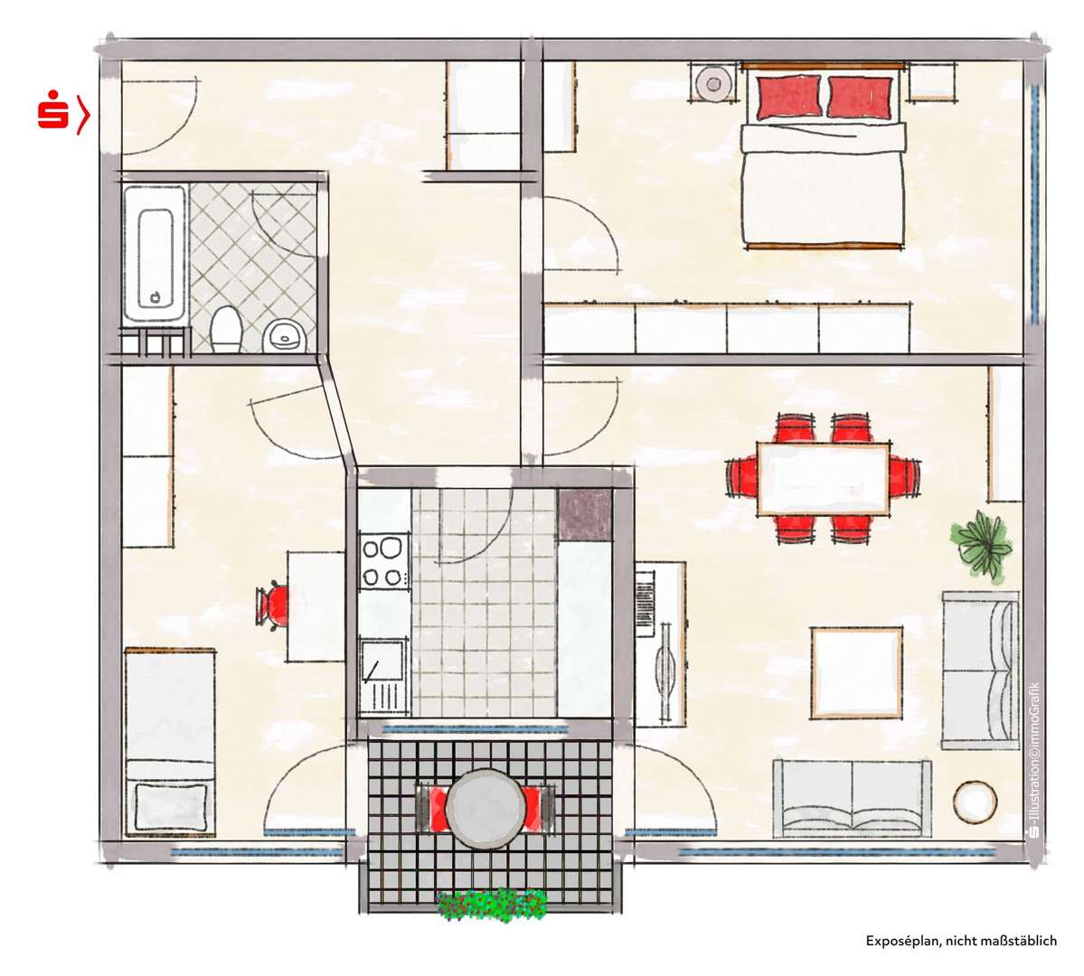 Grundriss - Etagenwohnung in 42781 Haan mit 82m² als Kapitalanlage kaufen