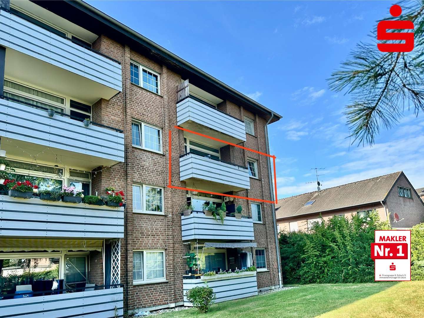 Rückansicht Gebäude Rückansicht Gebäude - Etagenwohnung in 46499 Hamminkeln mit 77m² als Kapitalanlage kaufen
