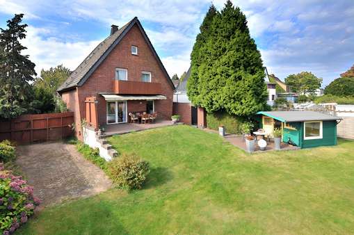 Gartenansicht des Hauses Gartenansicht des Hauses - Einfamilienhaus in 47443 Moers mit 120m² kaufen