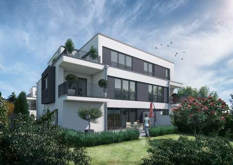 Visualisierung Gartenansicht - Penthouse-Wohnung in 45277 Essen mit 167m² günstig kaufen