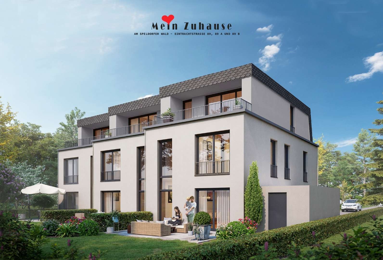 Visualisierung der Häuser von hinten - Reihenmittelhaus in 45478 Mülheim mit 193m² kaufen