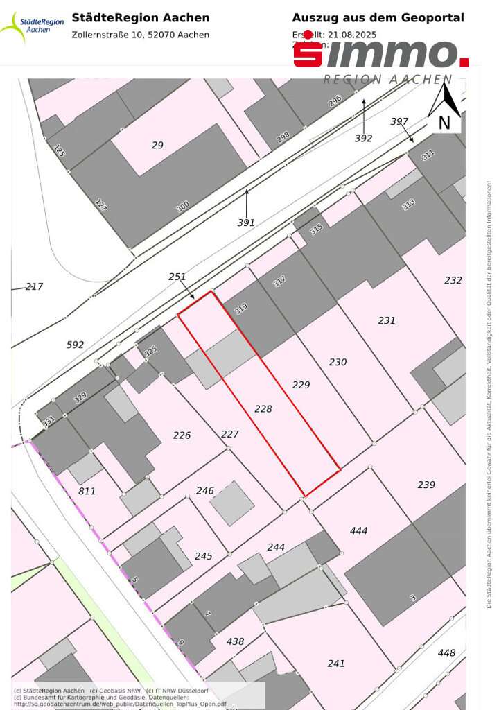 Lageplan 3627 - Grundstück in 52146 Würselen mit 328m² kaufen