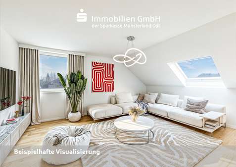 Wohnzimmer - Dachgeschosswohnung in 48165 Münster mit 64m² kaufen