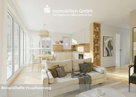 Visualisierung Ess- Wohnzimmer - Etagenwohnung in 59227 Ahlen mit 94m² kaufen