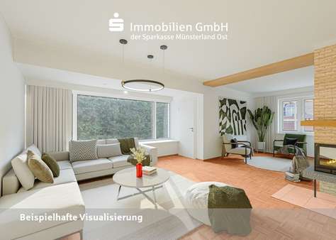 Wohnzimmer im Erdgeschoss - Zweifamilienhaus in 48153 Münster mit 193m² kaufen
