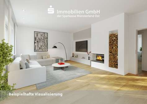 Wohnzimmer mit Kamin Wohnzimmer mit Kamin - Haus in 59227 Ahlen mit 154m² kaufen